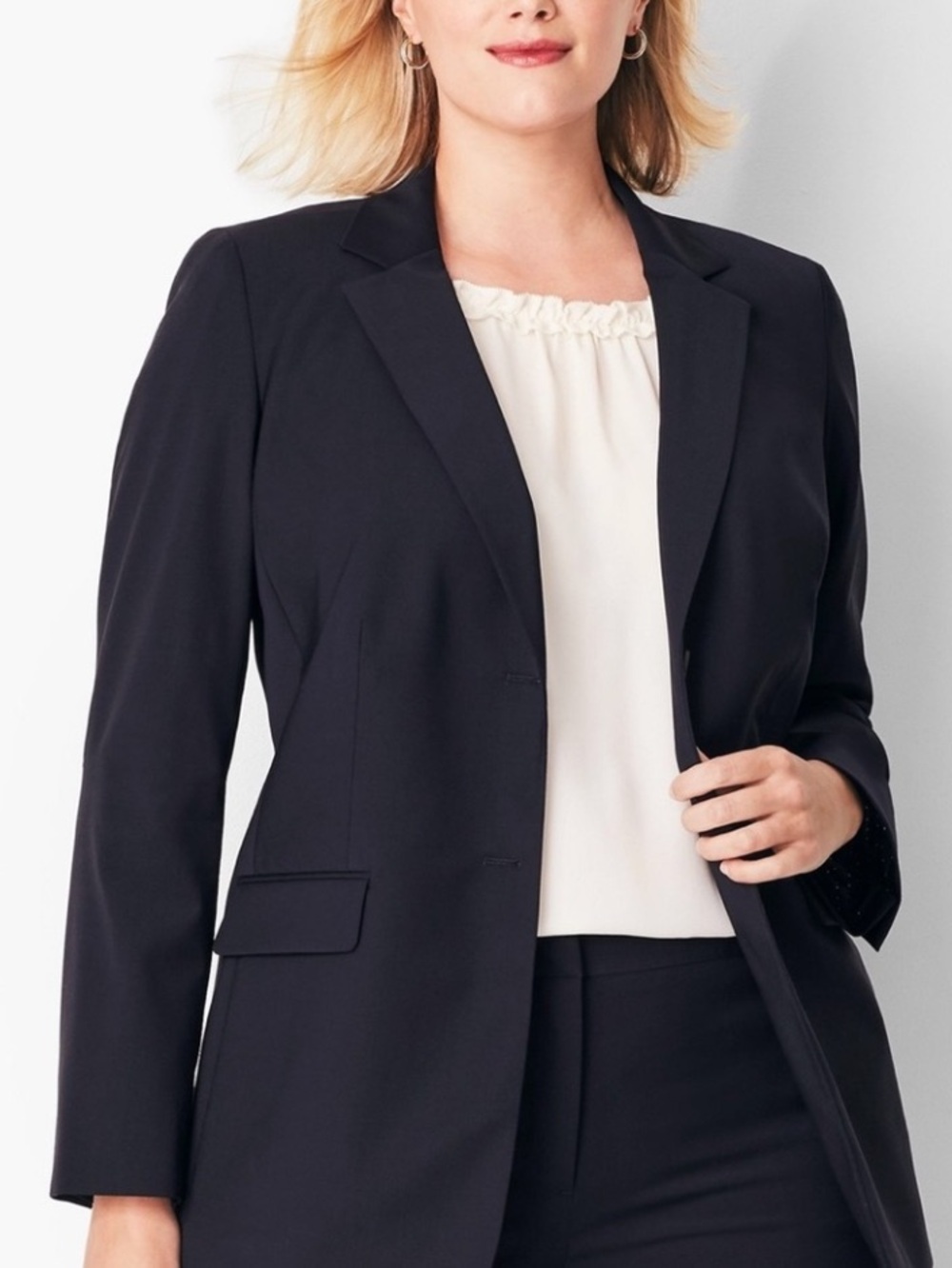 Talbots Black Sigle-Breasted‎ Career Wear Wool Blend Classic Women's Blazer 14L